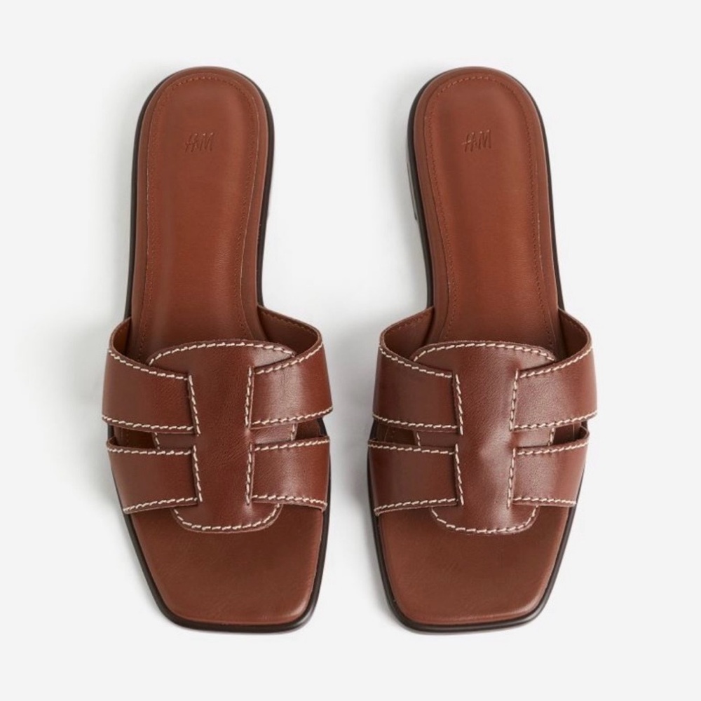 H&M Brown Vegan Leather Sandals Size 6 - Picture 2 of 6